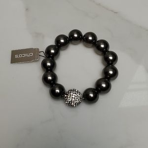 Black pearl and rhinestone bracelet